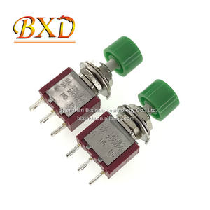 Interruptor de botón PS-102 PS-202, botón redondo de reinicio automático con capo de montar pequeño rojo, interruptor de palanca de 3/6 pines - Product Image 2