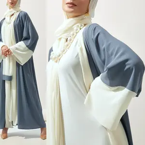 Grosir pakaian etnik Muslim wanita, gaun Abaya panjang nyaman kasual Dubai Timur Tengah