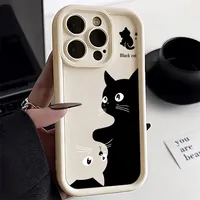 Funda personalizada para iPhone 16 Pro Max con diseño de gatos para parejas, funda protectora suave de dibujos animados para iPhone 17