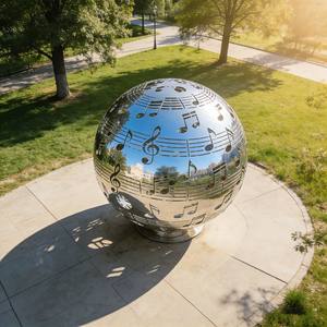 Prix direct d'usine, sculptures en métal découpées au laser en acier inoxydable, notes de <span class=keywords><strong>musique</strong></span>, pour la décoration de parcs urbains - Product Image 4