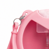 Botol Semprot Kartu Bulat Pink 20 mL PETG dengan Gantungan Kunci dan Tali Pergelangan Tangan untuk Kemasan Cairan Parfum Kosmetik