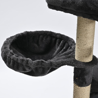 Arbre à chat gris foncé avec hamac, échelle, poteau en sisal et jute, tissu en polyester pelucheux, panneau E1, durable, montage facile, emballage en carton