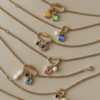 Pendentif coloré européen et américain avec les 12 pierres de naissance, accessoires de bricolage, collier en acier inoxydable, douze pierres de naissance en zircon cubique pour femmes