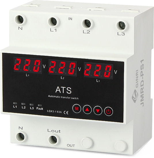 3 Phase ATS  63a Digital Adjustable Over and Under Voltage Current protection Automatic Phase Changeover Transfer  Switch 3P+N