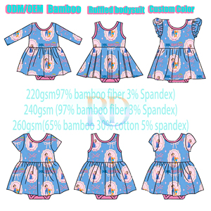 Vestido <span class=keywords><strong>de</strong></span> Color Sólido para Bebé Niña con Pantalones Cortos Incorporados, Mono con Volantes <span class=keywords><strong>de</strong></span> Fibra <span class=keywords><strong>de</strong></span> Bambú, Vestido Informal <span class=keywords><strong>de</strong></span> Verano, Color Personalizado - Product Image 3