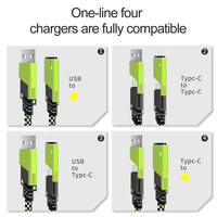 Charge super rapide 4-en-1 câble multi USB veste en Nylon populaire pour téléphone montre transfert de données chargeur multifonctionnel en alliage de Zinc