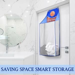 <b>Foldable</b> Mesh Over the Door <b>Laundry</b> <b>Basket</b> Hanging Basketball <b>Laundry</b> Hamper with Zipper - Product Image 2