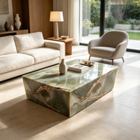 Table d'appoint rectangulaire de luxe en pierre naturelle massif, style moderne, haut de gamme, pour appartement, salle à manger ou salon