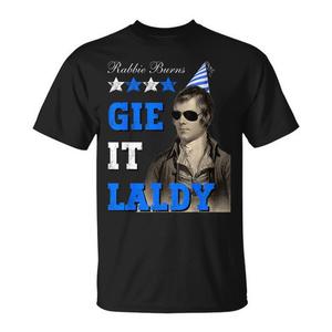 Camiseta escocesa de Robert Burns con diseño de Gie It Laldy para la Noche de Burns - Product Image 1