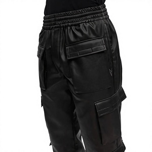 Pantalones Cargo Casuales de Cuero Ecológico para Hombre, Marca ELYSIAN INDUSTRIES, Cintura Elástica, Múltiples Bolsillos, Estilo Urbano, Transpirables - Product Image 5