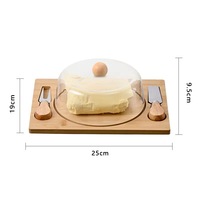 Boîte à beurre en bambou avec couvercle anti-poussière transparent, motif végétal, boîte de rangement pour fromage et beurre, couteau et cuillère, conteneur alimentaire écologique pour la cuisine