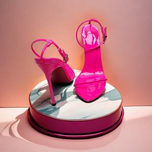 Sandalias de tacón alto con punta abierta y pedrería para mujer, con tacones delgados sexys, parte superior de PU, suela de goma, fáciles de poner. - Product Image 2