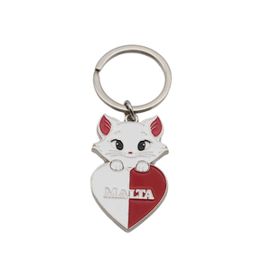 LLavero personalizado de esmalte de corazón de gato de <span class=keywords><strong>Malta</strong></span>, regalo de viaje de Metal de recuerdo <span class=keywords><strong>para</strong></span> turistas - Product Image 2