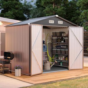 Wholesale 8x6FT Shed with Floor Galvanized Steel Outdoor <strong>Storage</strong> Shed Metal <strong>Garden</strong> Shed with Double Doors - Product Image 1
