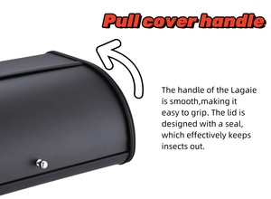 Nhà Máy Outlet cổ điển nhà bếp góc thép hộp bánh mì, Matt đen kim loại thực phẩm lưu trữ <span class=keywords><strong>container</strong></span> - Product Image 3