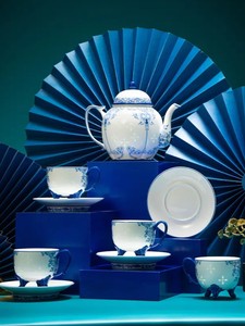 Ensemble de café en <span class=keywords><strong>porcelaine</strong></span> fine écologique de qualité supérieure, 10 pièces, design translucide à motif de grain de riz, <span class=keywords><strong>service</strong></span> élégant pour le thé de l'après-midi - Product Image 1