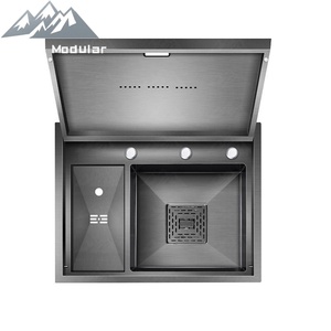 Lavello da <span class=keywords><strong>Cucina</strong></span> Moderno Wayon con Design Invisibile, Nano Nero, Nascosto con Copertura per Appartamenti di Lusso - Product Image 3