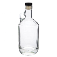 Emballage en verre personnalisé, bouteille de whisky de 500 ml, bouteille de vin en verre de 750 ml, bouteille de vin blanc vide de 1000 ml avec poignée et bouchon.