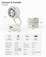 Mini ventilateur longue autonomie 2000 mAh avec affichage numérique, 3 vitesses, moteur sans balais 600 min, électroplaqué, portable et de bureau, USB-C