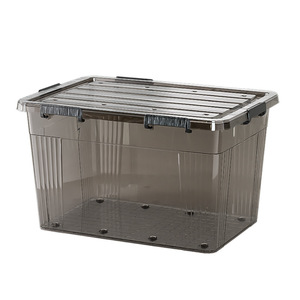 Plastic Transparent Storage Box With Lid Rectangle Clothing Organizer Extra Large Size Household Use Solid Color - Product Image 5