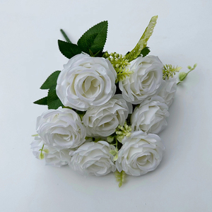 PT-R087 Venta al por Mayor Directa de Fábrica, Flor Artificial de Pared con 10 Cabezas de Seda Dorada, <span class=keywords><strong>Rosa</strong></span> <span class=keywords><strong>Naranja</strong></span> para Boda - Product Image 6
