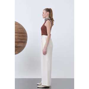 Pantalon large pour femme, taille haute, respirant, en mélange de lin, noir - Product Image 2