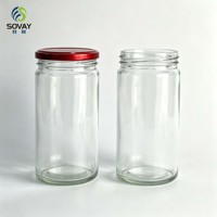 Pot en verre cylindrique haut et fin de 450 ml, transparent, avec couvercle fileté, pour la mise en conserve à domicile, le stockage des épices et l'emballage commercial
