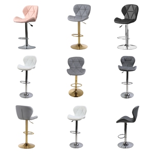 Chaise de bar moderne de luxe avec base en métal et dossier profilé en cuir, mobilier pour la maison, salon, hôtel, <span class=keywords><strong>tabouret</strong></span> de bar <span class=keywords><strong>gris</strong></span> - Product Image 4