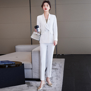 Pink Women's Suit <b>Set</b> Three Quarter Sleeve Worsted Anti-Wrinkle <b>Office</b> Lady Leisure Two-Piece MYT603 - Product Image 3