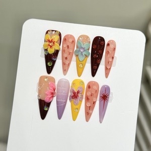 <span class=keywords><strong>Uñas</strong></span> Postizas 3D Estilo Hawaiano con Diseño de <span class=keywords><strong>Flor</strong></span> de Diablo, Removibles, Hechas a Mano, Modernas - Product Image 4