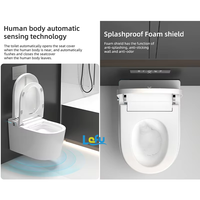 WC Suspendu Intelligent en Céramique avec Réservoir et Siphon en P, Abattant Automatique pour Toilettes