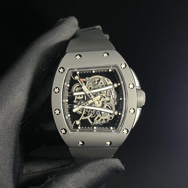 Tonneau Black Ceramic Case 6101 Luxury Fashion Men's Watch Hollow Mechanical Wear Comfortable Business Gift Watch