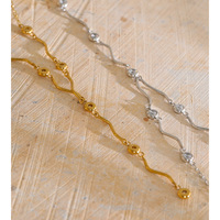 Collier JINYOU 8079 en acier inoxydable plaqué or PVD, délicat, avec chaîne en Y et pendentif en zircon cubique ondulé, pour bijoux élégants