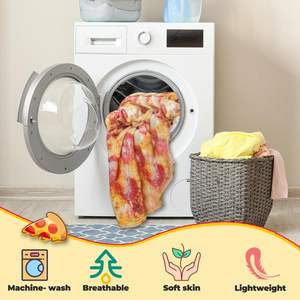 Gran oferta, de franela manta de lana tejida para Pizza, estampado personalizado, divertido patrón de dibujos animados realista, manta suave para niños y adultos - Product Image 6