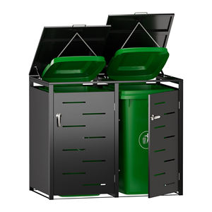 Multi-Functional Outdoor <strong>Trash</strong> Can Holder with Lid &amp; Door - Easy Assembly Bins Organizer - Product Image 2