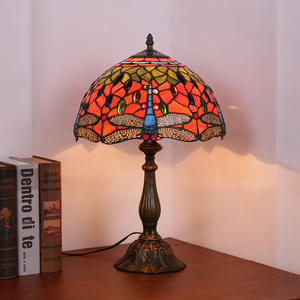 Lampe de table décorative romantique style campagnard américain Ouhaodi, motif libellule, avec variateur à bouton-poussoir, personnalisable pour utilisation au chevet - Product Image 2