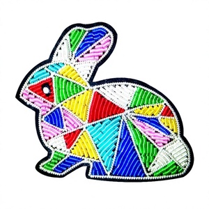 Customizable Silk Embroidered Rabbit Design <b>Badge</b> Fabric Felt Sew-On <b>Name</b> <b>Badges</b> Bags Custom Flag Embroidery Enamel Techniques - Product Image 1