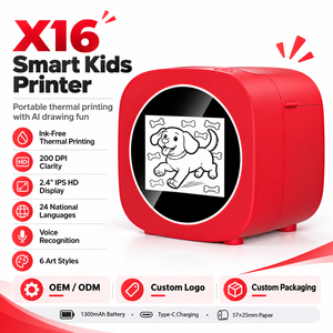 Sofort-Thermodrucker für Kinder mit KI, 2,4 Zoll IPS-Bildschirm, Sprachdialog, Tintenloses Zeichnen, 200 DPI, Taschen-Aufkleberdrucker, Lernspielzeug - Product Image 1