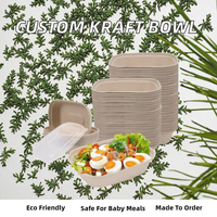 Bol jetable biodégradable en pulpe de papier kraft et bagasse pour aliments pour bébés, personnalisable avec couvercle, gaufrage et dorure à chaud
