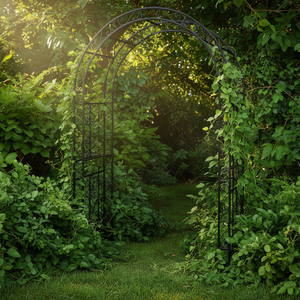 Arco da Giardino di Lusso in Ferro Nero 134x59x213cm, Decorazione Esterna a Doppio Strato con Parte Superiore ad Arco per Forniture da Giardino - Product Image 2