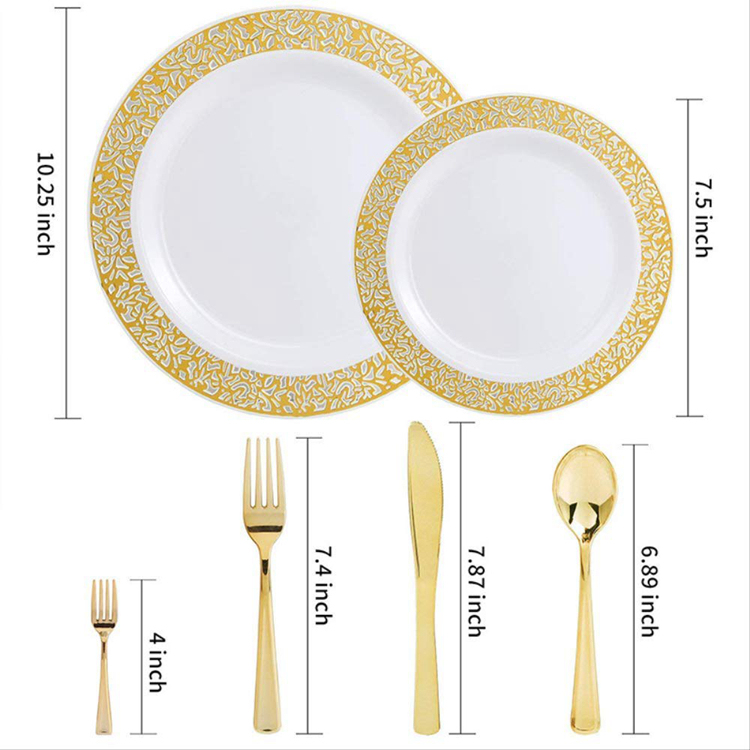 Premium Jetable Vaisselle 150 Pièce Or Rose En Plastique Assiettes Tasses Jetables Vaisselle 2 Ensembles Pour La Fête De Mariage