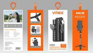 Bastone selfie wireless Vmex, altezza 44 cm, con rotazione a 180 gradi e telecomando rimovibile per la fotografia con il telefono - Product Image 1
