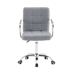 Silla de Oficina Ejecutiva Moderna de Cuero de Alta Calidad con Reposabrazos Fijos, Base de Nailon Cromada de Color Personalizado, Ajustable para Taller - Product Image 1