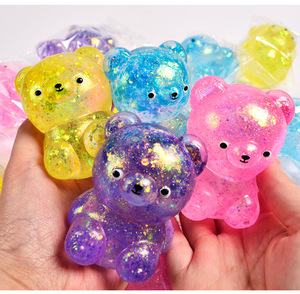 Oso de Goma Brillante de Maltosa, Juguete de Rebote Lento, Pelota Antiestrés para Apretar, Juguete Antiestrés Súper Lindo para Niños, Oso de Goma Suave y Duradero - Product Image 3