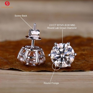 Custom Diamond Studs <strong>Earrings</strong> 925 Silver 10k <strong>Gold</strong> <strong>Emerald</strong> Pear Oval Round Cut 0.5 -4.0 Ct IGI Certified Lab Diamond <strong>Earrings</strong> - Product Image 1