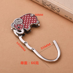 Crochet éléphant créatif Crochet de table <span class=keywords><strong>adhésif</strong></span> sans trou et sans trace au bord Crochet pliant en forme de serrure pour sacs à main pour femmes - Product Image 2