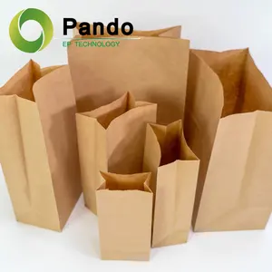 Gran oferta 2024, bolsas de papel Kraft marrón, bolsa de papel para alimentos de supermercado con tamaño de logotipo personalizado para comida para llevar