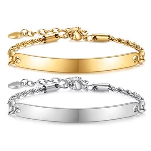 Pulseras de cadena de eslabones de acero inoxidable 316L, personalizadas, chapadas en oro de 18k, con nombre grabado, el más vendido - Product Image 3