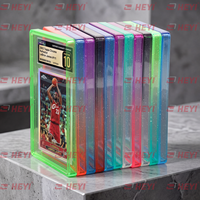 Plaque de protection transparente pour cartes gradées avec dégradé de couleurs et paillettes, en TPU 35pt, protection antichoc pour slab CGC avec panneau arrière