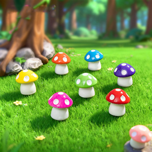 Nouveauté : Figurines de champignons miniatures en résine colorées pour la décoration de jardin féerique, aquarium, terrarium, maison de poupée - Product Image 3
